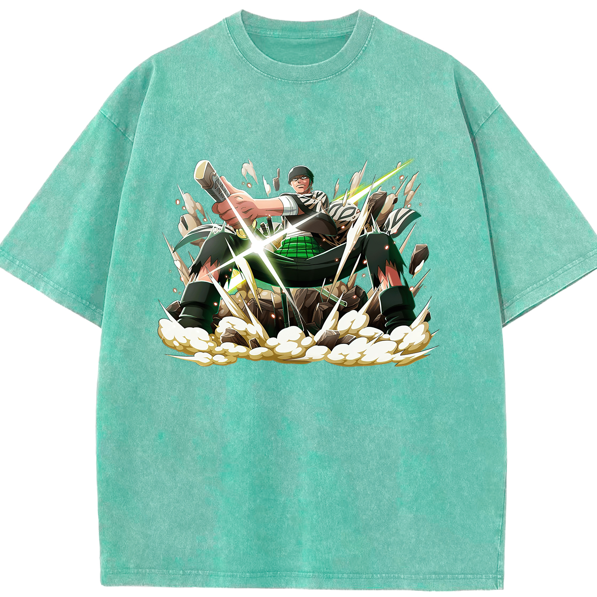 ワンピース ロロノア・ゾロ ONE PIECE Roronoa Zoro 綿100% ヴィンテージ風 半袖Tシャツ（フロントプリント）